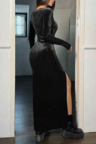 Long Sleeve Maxi Dress with Slit