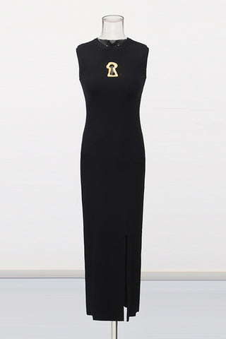 Sleeveless Midi Dress with Keyhole Detail