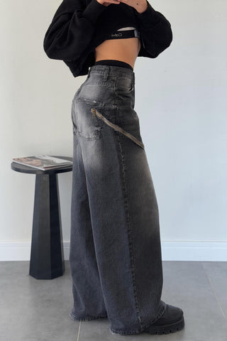 Trendy Wide Leg Denim Jeans