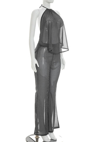 Halter-Style Polka Dot Pants Set