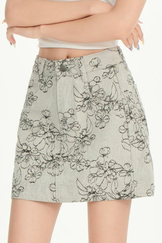 Vintage Washed High-Waist Mini Skirt