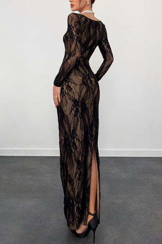 Elegant Lace Long-Sleeve Dress