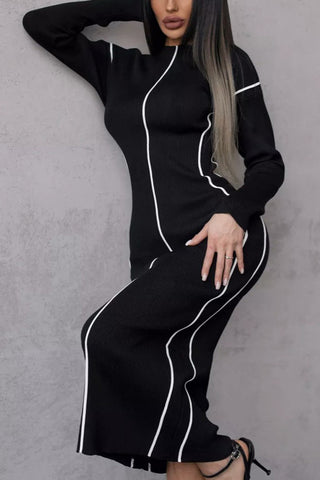 Seam-Detail Casual Knit Dress