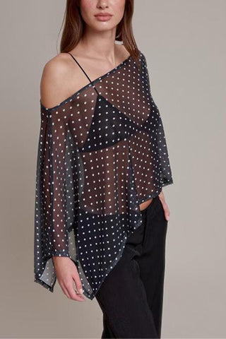 Off-Shoulder Polka Dot Blouse