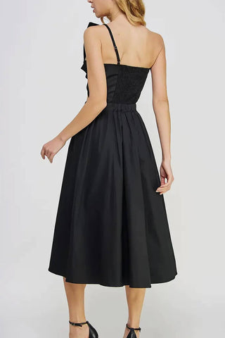 One-Shoulder Casual Midi Dress