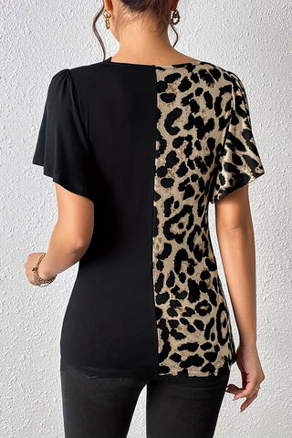 Strappy Asymmetric Leopard Blouse