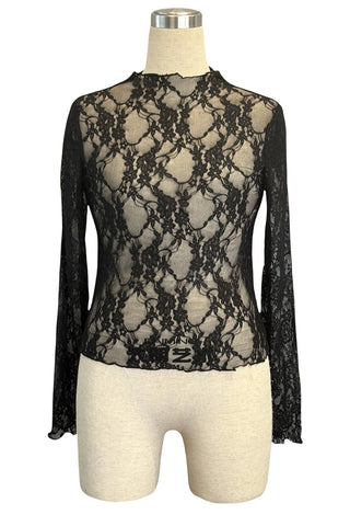 Sheer Lace Long Sleeve Blouse