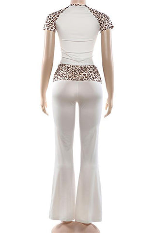 Animal Print Detail Pants Set