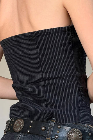 Button-Front Strapless Tank Top