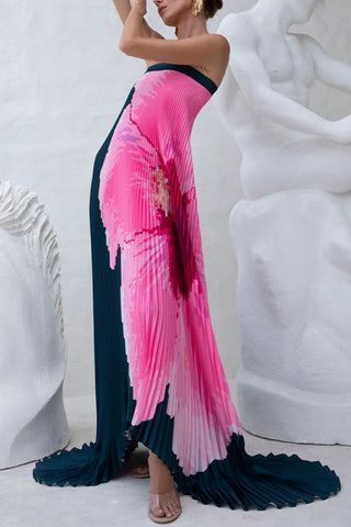 Strapless Maxi Dress with Artistic Pattern