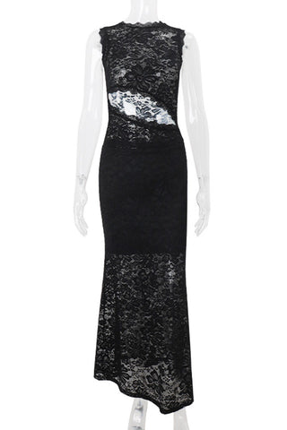 Sleeveless Lace Cutout Casual Dress