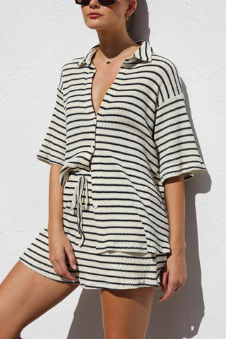Striped Tie-Waist Short Set