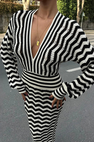 Chevron Striped Casual Dress