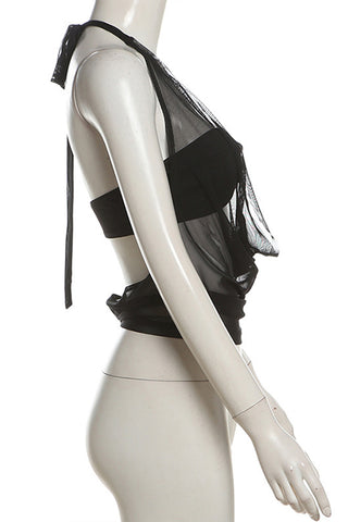 Sheer Halter Cami Top with Cutout