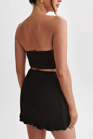 Strapless Ruffle Hem Skirt Set