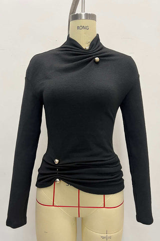 Elegant Button-Detail Long Sleeve Top