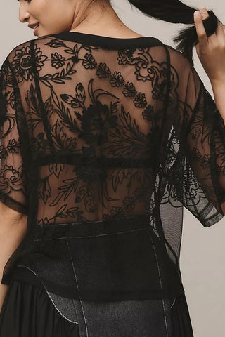 Floral Lace Sheer T-Shirt