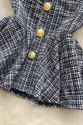 Button-Front Peplum Tank Top