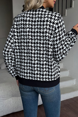 Houndstooth Zip-Up Jacket