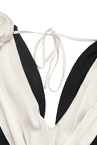 Draped V-Neck Casual Maxi Dress