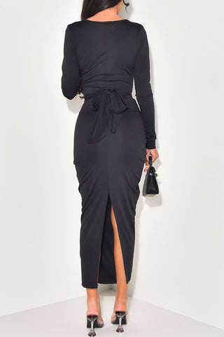 Twist Front Long Sleeve Maxi Dress