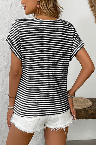 Striped Button-Front Casual Top