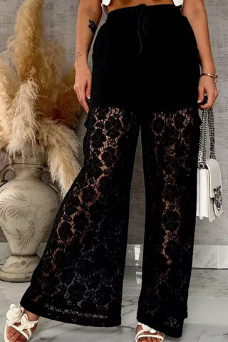 Lace Wide-Leg Casual Pants