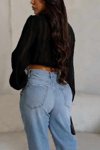 Belted Wrap-Front Blouse