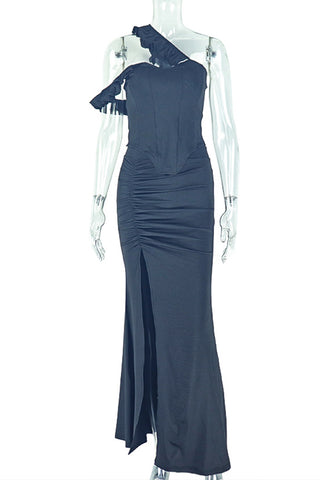 One-Shoulder Ruffle Top and Skirt Set