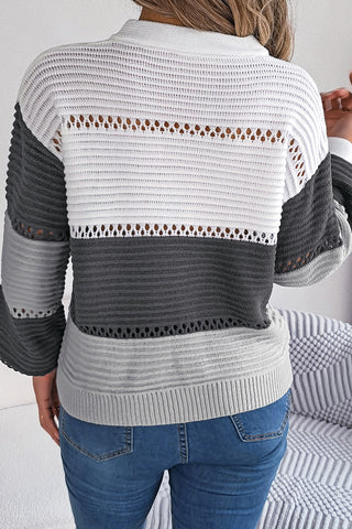 Button-Accent Knit Sweater