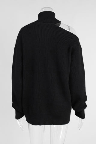 Asymmetric Turtleneck Sweater
