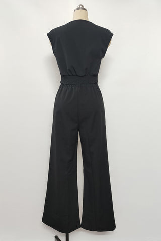 Tie-Front V-Neck Wide-Leg Pants Set