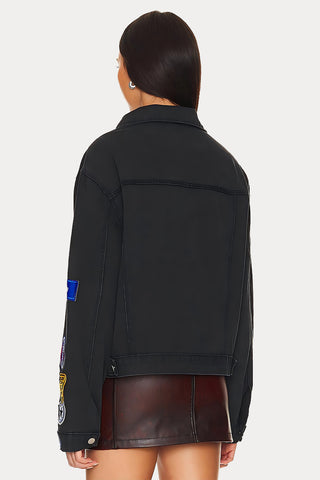 Patchwork Denim Jacket with Patterns