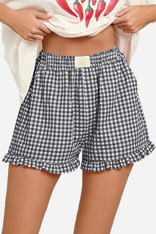 Ruffled Gingham Casual Shorts