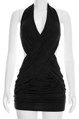 Draped Halter Casual Dress