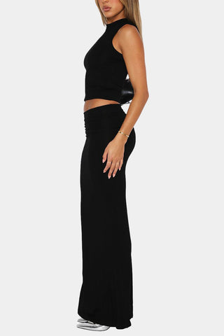 Sleeveless Crop Top and Maxi Skirt Set
