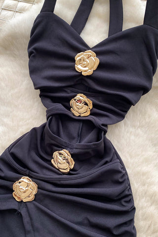 Ruched Halter Maxi Dress