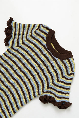 Striped Ruffle-Trim T-Shirt