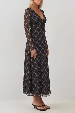 Plaid Long Sleeve Dress