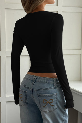 Stylish Cutout Long-Sleeve Top