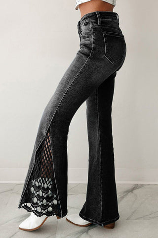 Lace-Trimmed Flare Jeans
