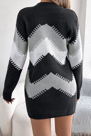 Chevron Pattern Knit Dress