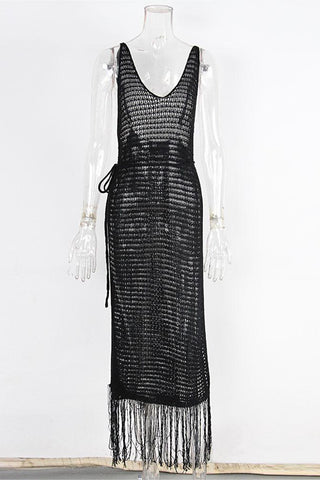 Crochet Fringe Cover-Up Dress
