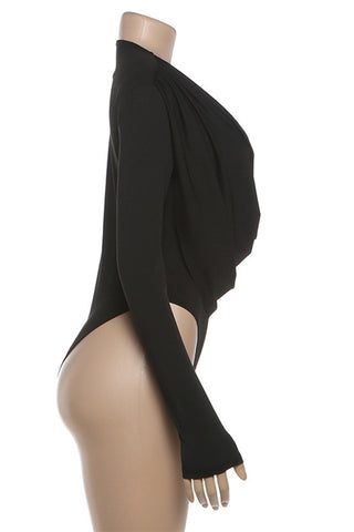 Draped Deep V-Neck Bodysuit