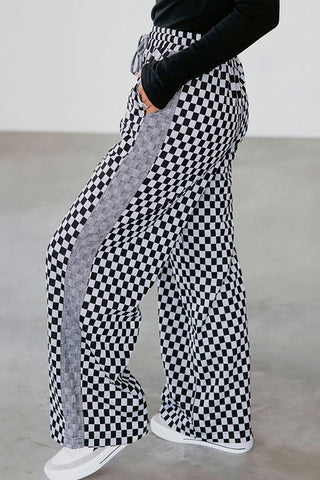 Checkered Drawstring Casual Pants