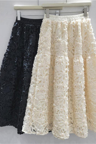 Textured Floral Skirt