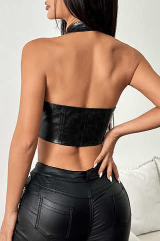 Lace-Up Halter Tank Top