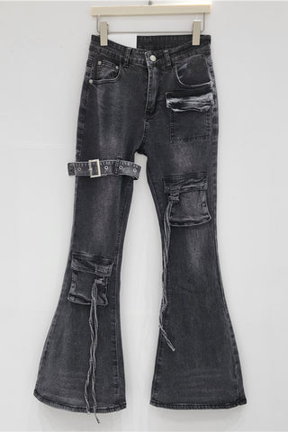 Utility Pocket Flare Jeans