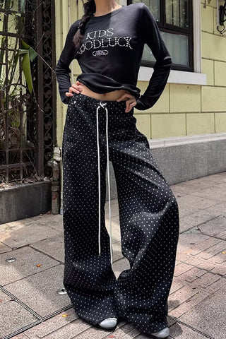 Polka Dot Straight Jeans