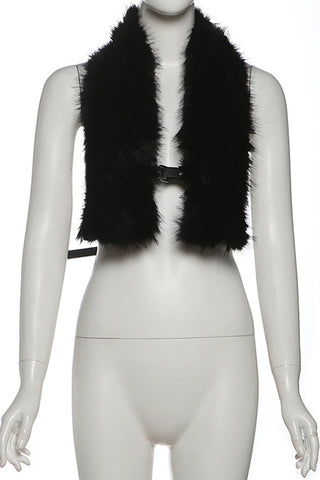 Faux Fur Buckled Shoulder Wrap
